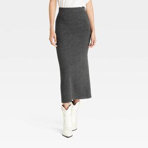 Leisure Studio Knit Maxi Skirt - Charcoal Gray M